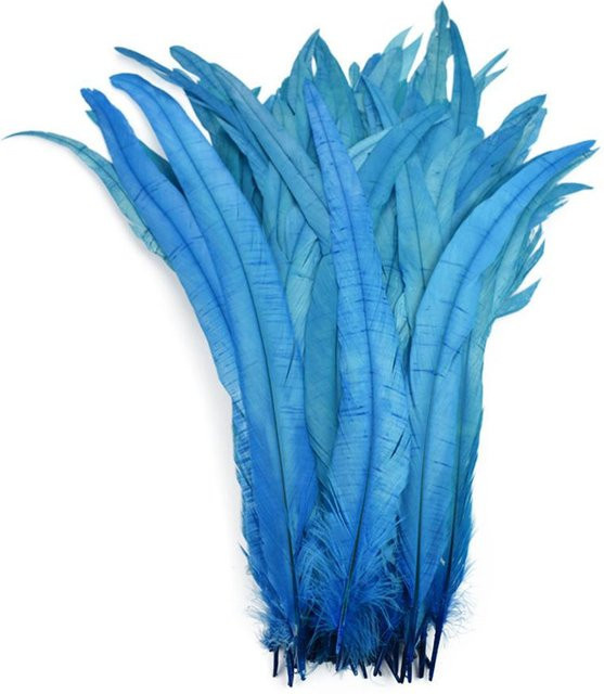 100 Stück Natur-Hahnenfedern in See-Blau für Bastelarbeiten, Hochzeit und Dekoration, Länge: 25-40 cm - Bild 1