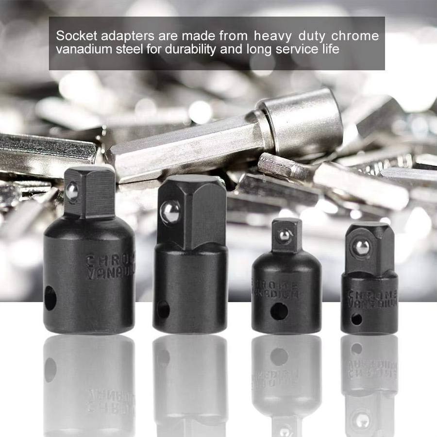 Rafford 4-teiliges Schlagschrauber-Adapter- und Reduzierstück-Set für Steckschlüssel, Schwarz - Bild 2
