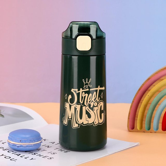 Edelstahl-Vakuumbecher von Yiran Furniture mit Trageseil und 500ml Fassungsvermögen in Green, Black oder Pink - Bild 1
