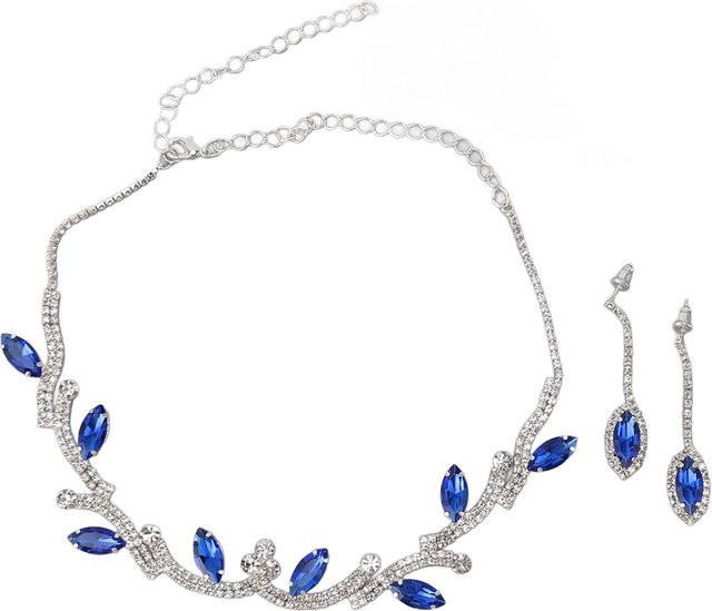 Neoglint Schmuckset Halskette, Ohrring, Silber, Weiß, Kristall, Damen - Bild 1