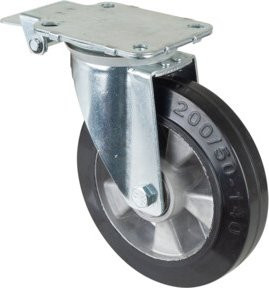 BS Lenkrolle mit Zentralfeststeller in Aluminium, Schwarz/Silber (L440.B80.200) - Bild 1