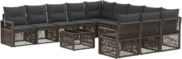 vidaXL Gartensofa-Set 12-tlg. in Grau aus Poly-Rattan mit Polsterung und Metallgestell - Bild 1