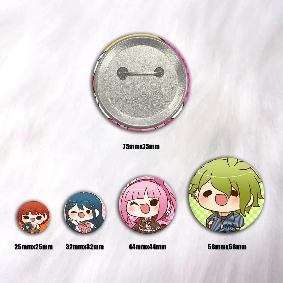 Danganronpa Chibi-Anstecknadeln aus Metall, runde Manga-Broschen in Multicolor für Rucksäcke und Kleidung - Bild 2