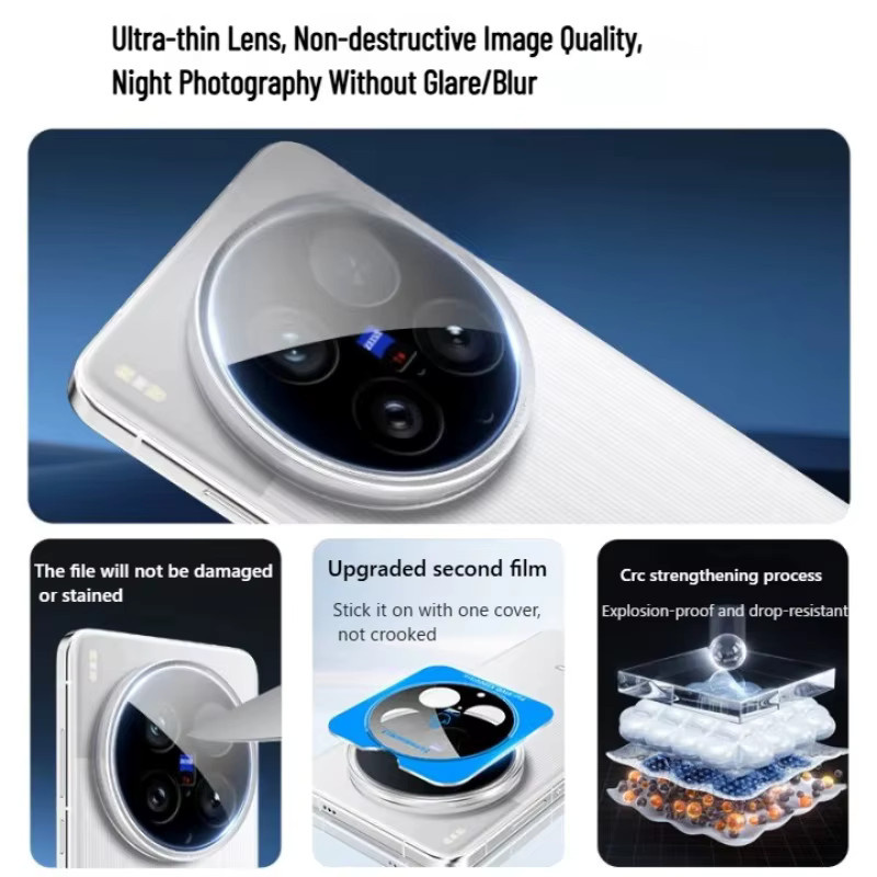 DYM Rückkamera Schutzfolie aus gehärtetem Glas für Honor Magic 7 Lite 7RSR 6 Pro 7 V3 V5, 2 Stück, transparent - Bild 4