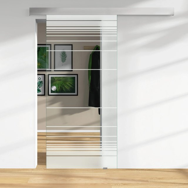 Skyscope Glasschiebetür ESG Floatglas Dekor Siebdruck, Transparent, B/H/T: 94,0 x 206,0 x 0,8 cm - Bild 1