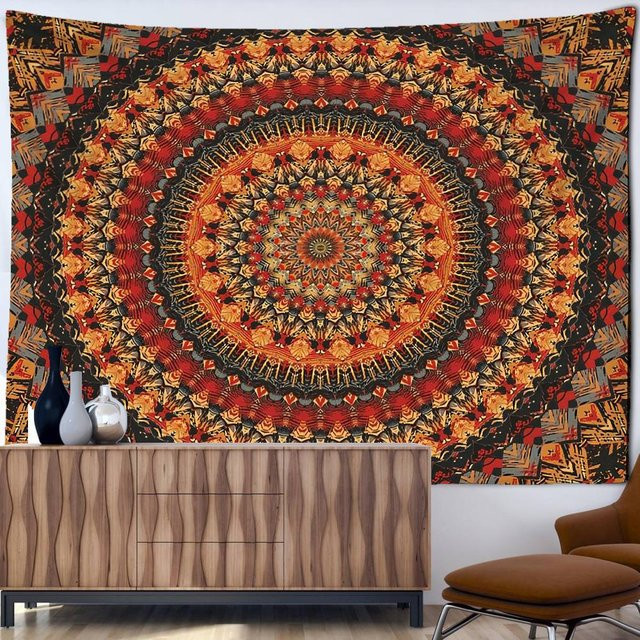 Indischer Mandala Wandteppich im Boho-Stil mit geometrischem Design, Mehrfarbig, Breite: 230 cm, Höhe: 180 cm - Bild 1