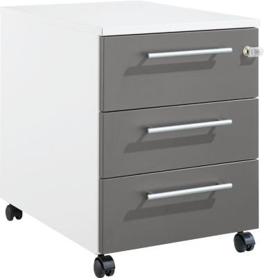 Schäfer Shop Pure Rollcontainer 333 mit 3 Schubladen, abschließbar, weiß/anthrazit, B: 43,4 cm, T: 60,0 cm, H: 57,0 cm - Bild 1
