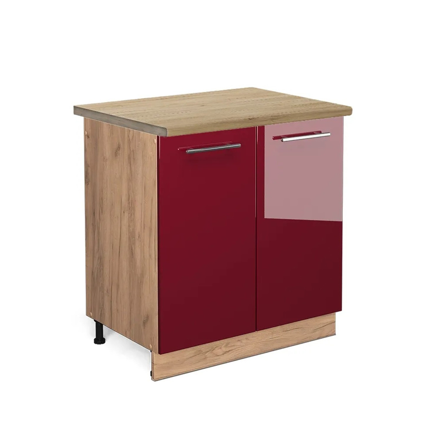 Vicco Spülenunterschrank Fame-Line Bordeaux Hochglanz in Goldkraft Eiche, B/T/H: 80 x 60 x 82 cm - Bild 2