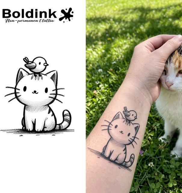 BOLDINK Little Cat Tattoo-Aufkleber, Unisex - Bild 1