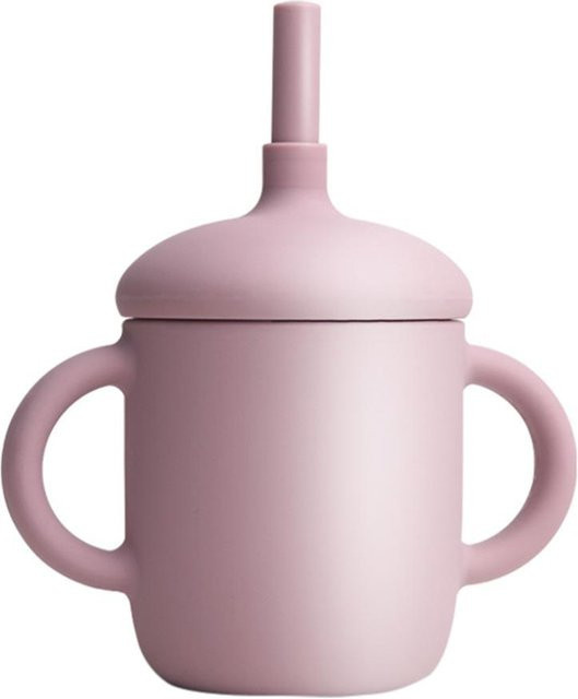 CosyHome Babybecher aus Silikon mit Strohhalm und Schnabel, BPA-frei, Weiß, 150 ml - Bild 1