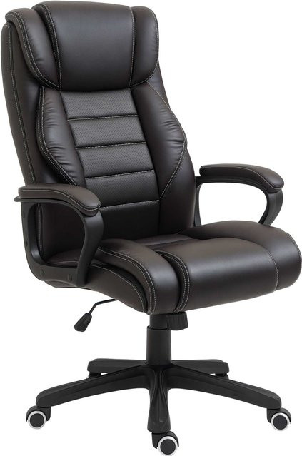 Vinsetto Ergonomischer Chefsessel von Aosom mit Massagefunktion und Wippfunktion, brauner Schreibtischstuhl aus Kunstleder mit Armlehnen und Kopfstütze - Bild 1