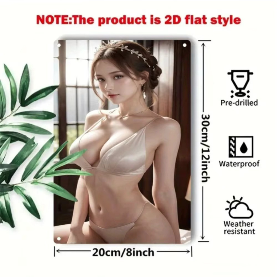 CIFBUY Vintage Metall Wandkunst Portrait Dessous-Schild aus Eisen in Rechteckform - Bild 2