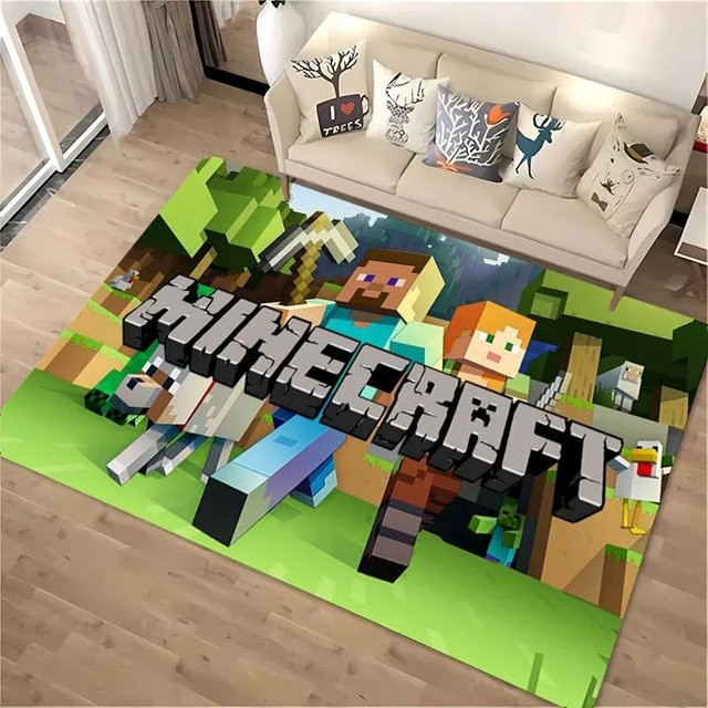 AISILK MOON Minecraft Teppich, rutschfest und weich, Polyester, Mehrfarbig, B: 90 cm, T: 60 cm - Bild 1