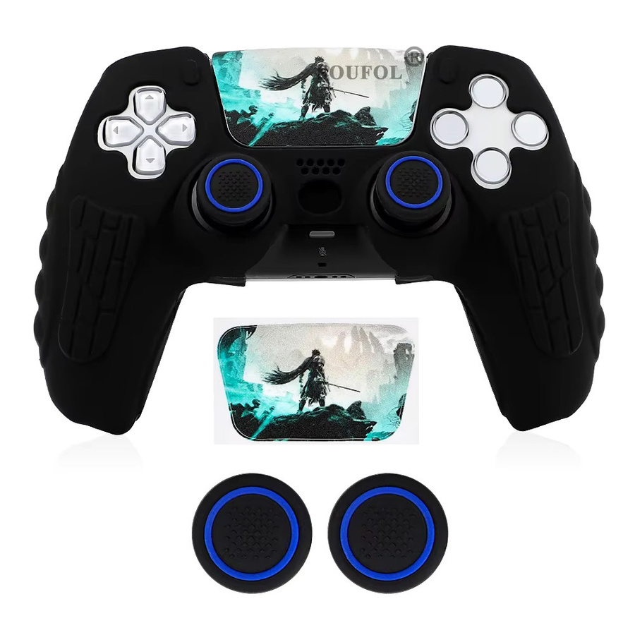 MBCHIPSTAR Anti-Slip Silikon Schutzhülle und Thumbstick-Grips für PS5 Controller in Schwarz - Bild 2