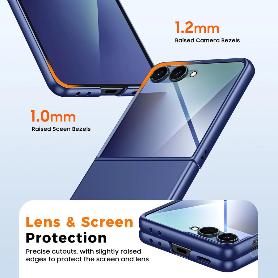 Schutzhülle für Samsung Galaxy Z Flip 7 mit Displayschutz und HD-Schutzfolie, ultradünn, kratzfest und stoßfest, Blau - Bild 3