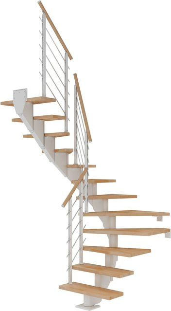 Dolle Mittelholmtreppe Hamburg Buche Weiß, 1/2 gewendelt, Breite: 75 cm, GH bis 322 cm - Bild 1