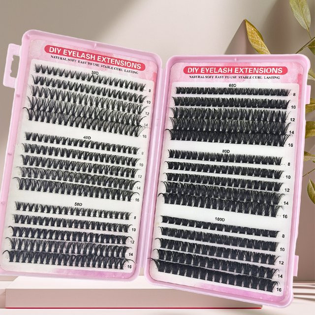 JIEFUXIN DIY-Cluster für künstliche Wimpern, D-Curl, Unisex - Bild 1