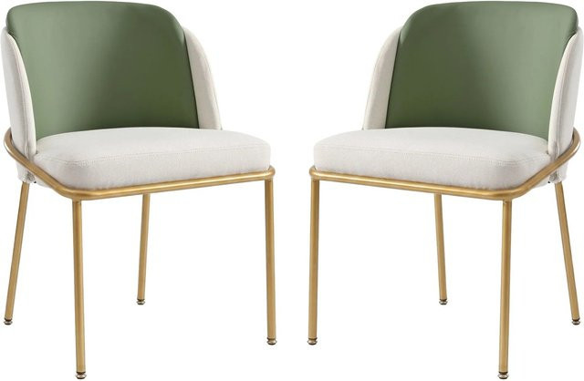 Merax Stuhl Set 2 Stück in Grün und Gold mit verstellbaren Füßen für dein Esszimmer - Bild 1