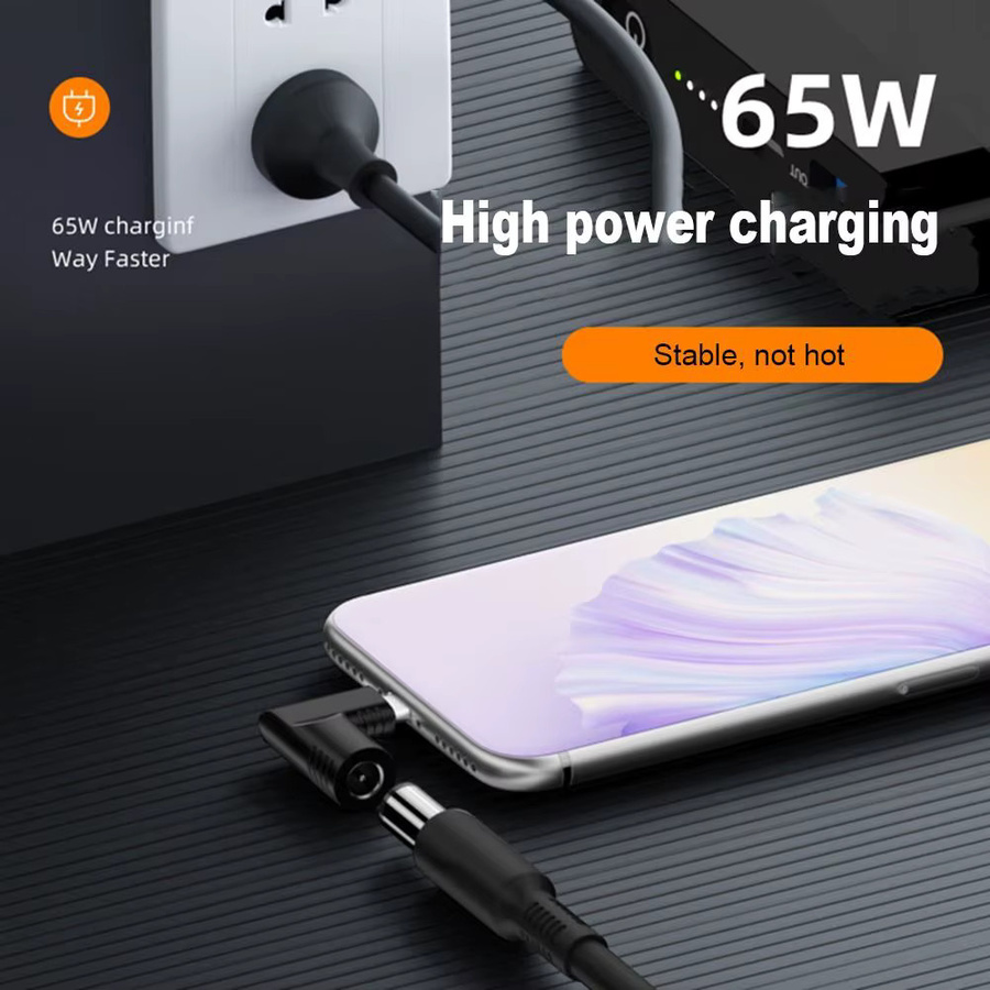 PD 65 W Laptop-Netzteil Konverter DC auf USB-C Anschluss in Schwarz für Xiaomi, Samsung und Lenovo - Bild 2