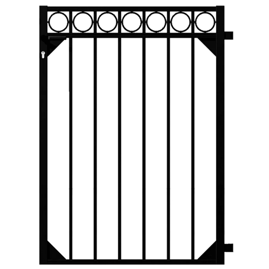 Metallzaun Einzeltor Circle in Schwarz Matt aus Aluminium und Metall, Breite: 120 cm, Höhe: 96,5 cm - Bild 2