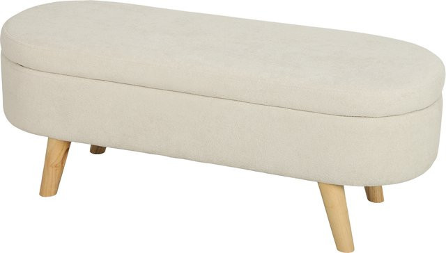 HOMCOM 2-in-1 Sitzbank und Bettbank mit Stauraum aus Stoff und Holzfüßen, Farbe: Beige, B/T/H: 110 x 40 x 43 cm - Bild 1