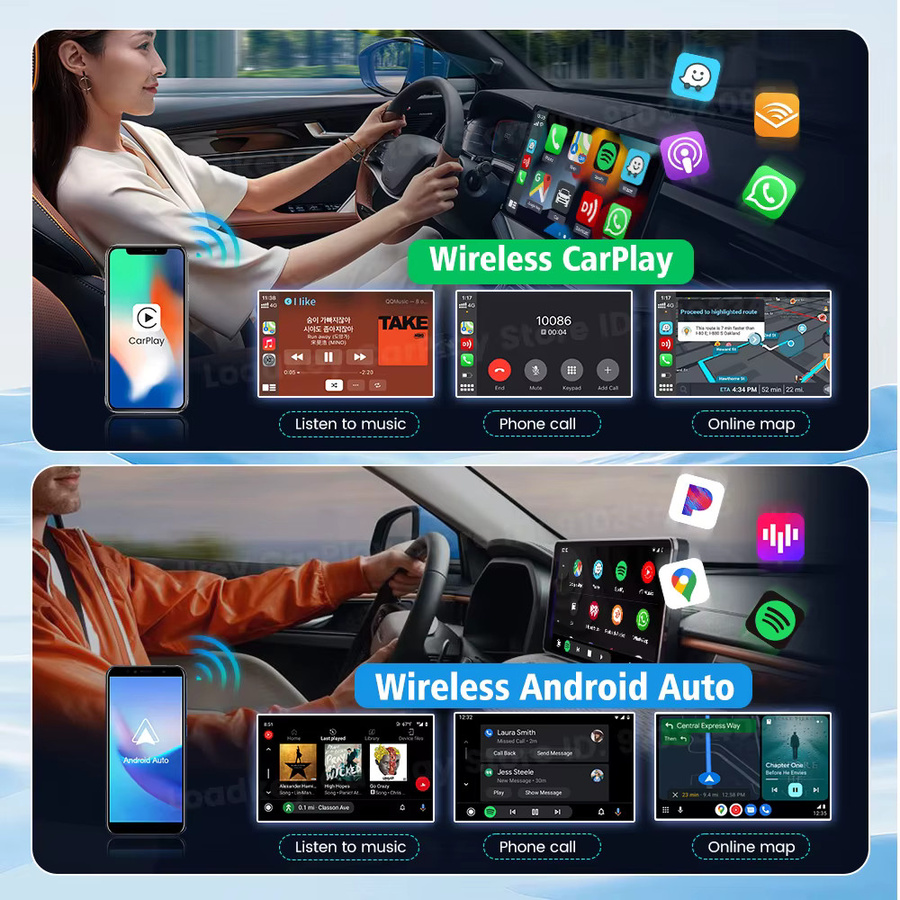 Carlinkit CarPlay Ai Box Schwarz mit Netflix und YouTube für Audi Mazda Toyota, Drahtloses Android Auto und CarPlay, Qualcomm 6115, 128G - Bild 3