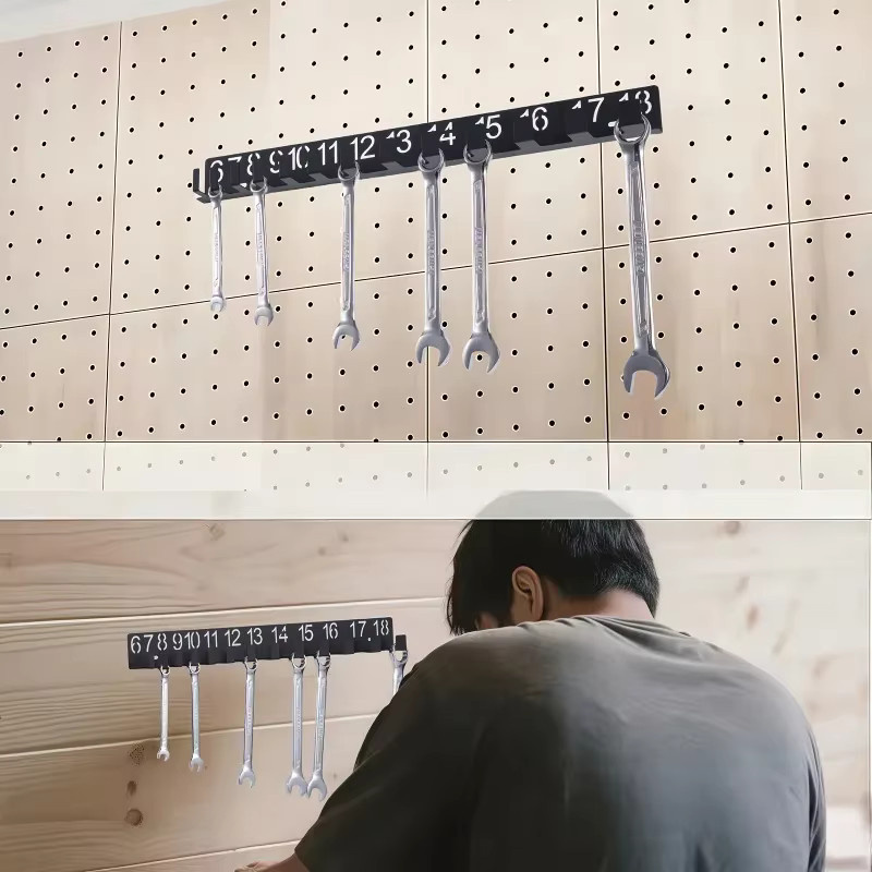 DDPNKL Magnetischer Werkzeug-Organizer aus Metall in Schwarz, wandmontiertes Aufbewahrungssystem für Schraubendreher und Schraubenschlüssel - Bild 4