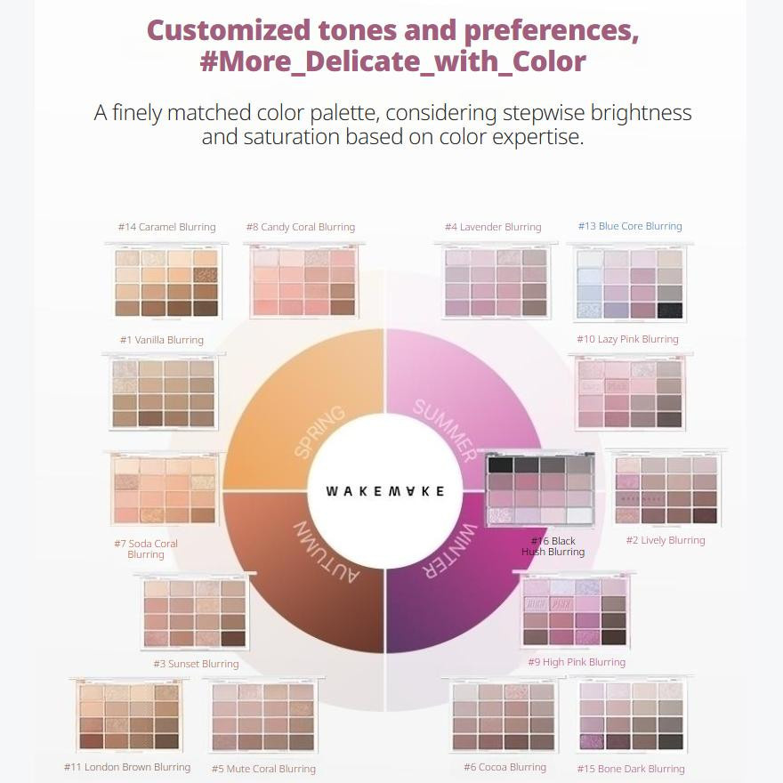 WAKEMAKE Soft Blurring Eye Palette, Sunset Blurring, Puder, Matt - Bild 1