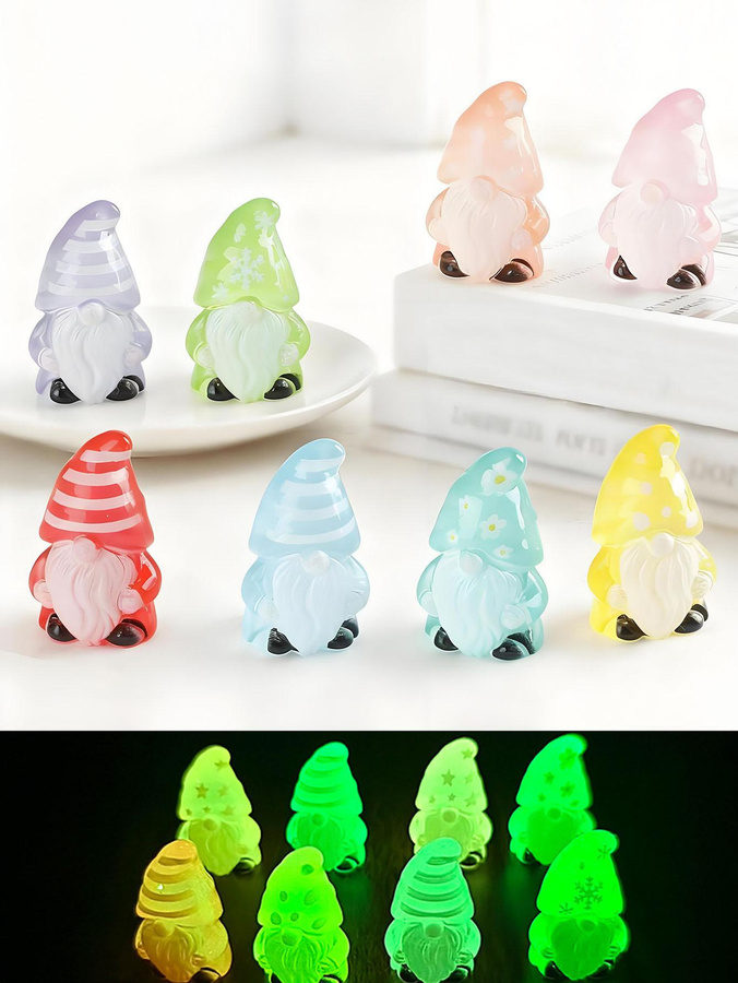 Leuchtende Gartenzwerge Figuren von Yiran toy mit Sternen und Schneeflocken Mustern in Multicolor aus Harz für deinen Feengarten oder als Weihnachtsdekoration - Bild 2