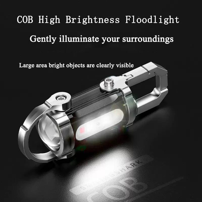 YJMP Super Lighting Wiederaufladbare COB Schlüsselanhänger-Taschenlampe mit 800LM, Mini LED Arbeitslicht in Blau - Bild 5