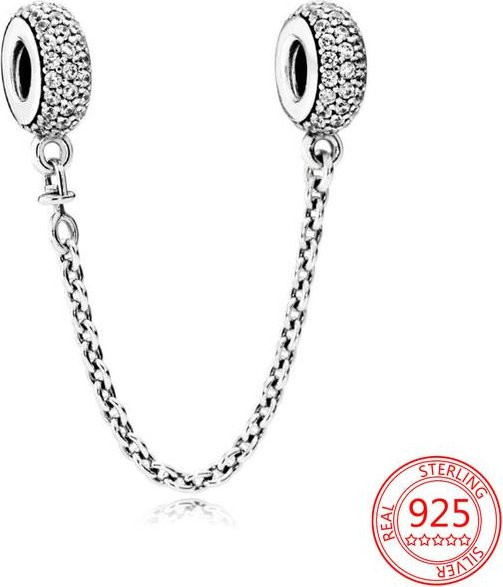 Charm Sicherheitskette 925 Silber, Zirkonia, Damen - Bild 1