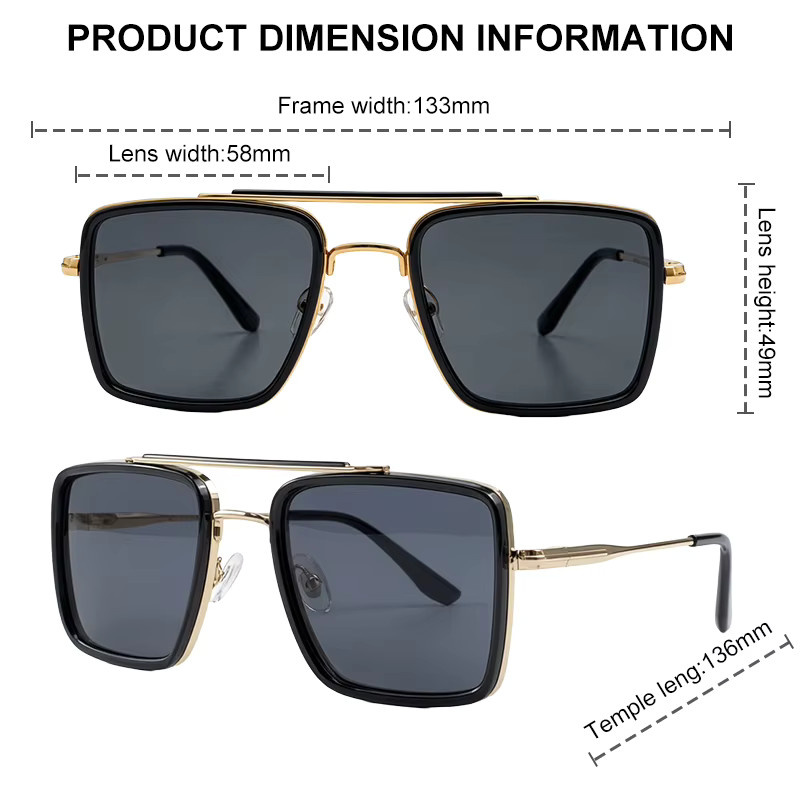 GENTLE LIU Sonnenbrille, Quadratisch, Metall, Vollrand, Herren - Bild 4