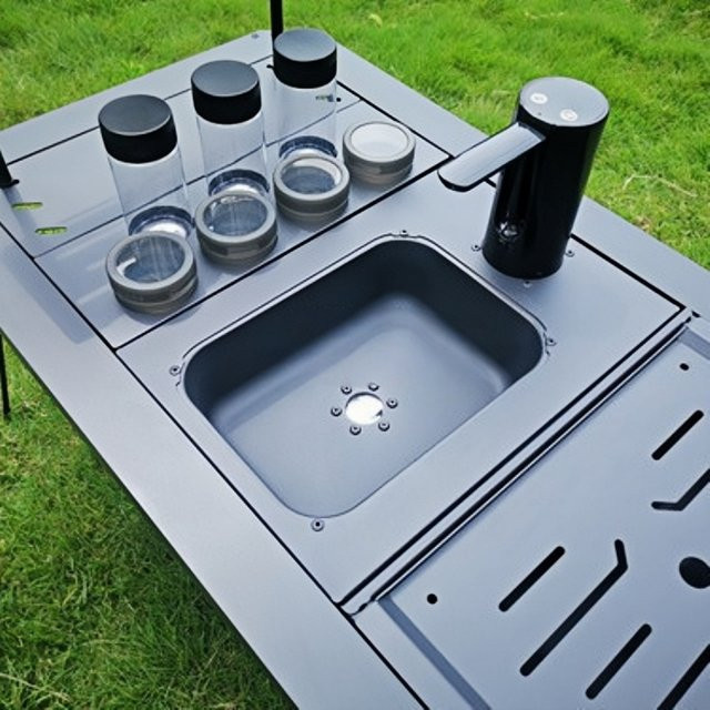 IGT Elektrische Faltbare Tisch-Wasserpumpe für Camping und Outdoor in Schwarz - Bild 1