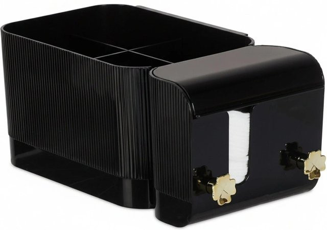 Relaxdays Kosmetik Organizer aus Kunststoff in Schwarz und Gold, B/T/H: 24 x 10 x 12,5 cm - Bild 1
