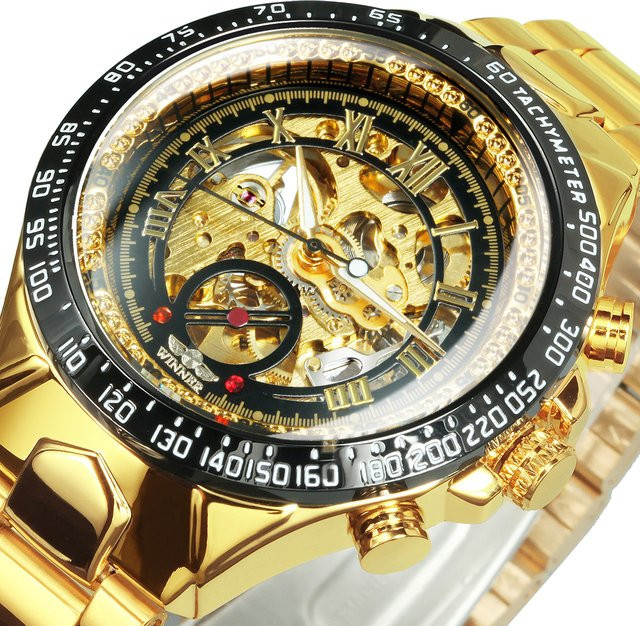 GEWINNER Automatik Armbanduhr, Gold, Edelstahl, Herren - Bild 1