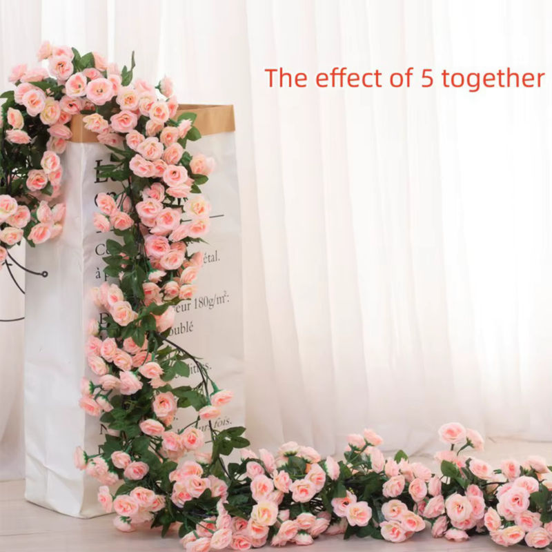 Künstliche Rosen-Girlande in Rosa, 2,5 m lange Blumenrebe für Hochzeitsdekoration und Wandbehang - Bild 2