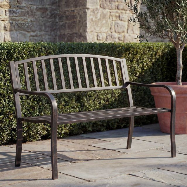 MCW Gartenbank F43 als 2-Sitzer aus pulverbeschichtetem Stahl in Vintage Bronze, B/T/H: 120 x 58 x 87 cm - Bild 1