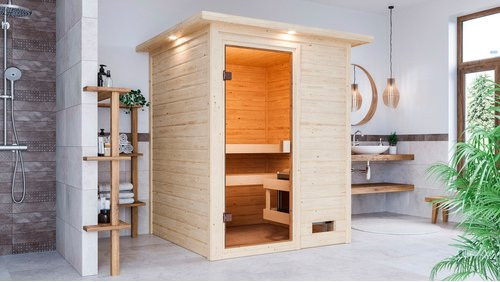 KARIBU Sauna Turgel aus Fichtenholz in Beige für 2 Personen, B/T/H: 173 x 159 x 191 cm, ohne Ofen - Bild 1