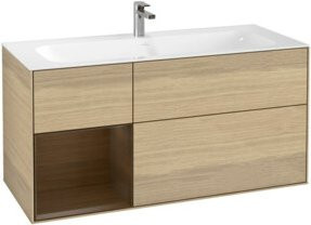 V&B Waschtischunterschrank Finion Wandbeleuchtung in Oak Veneer, Farbe Braun, B: 119,6 cm, T: 49,8 cm - Bild 1