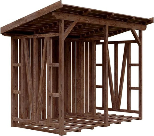Skan Holz Kaminholzunterstand Max aus Douglasienholz in Nussbaum Braun B/H/T: 300 x 229 x 160 cm