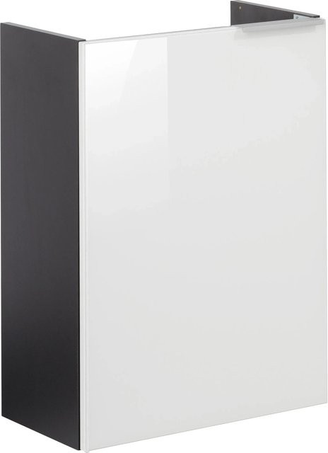 Fackelmann Waschbeckenunterschrank SBC für Badezimmer und Gäste-WC, Weiß oder Anthrazit, mit lackierten Glastüren und Soft-Close-Funktion, B/H/T: 44 x 60 x 24,3 cm - Bild 1