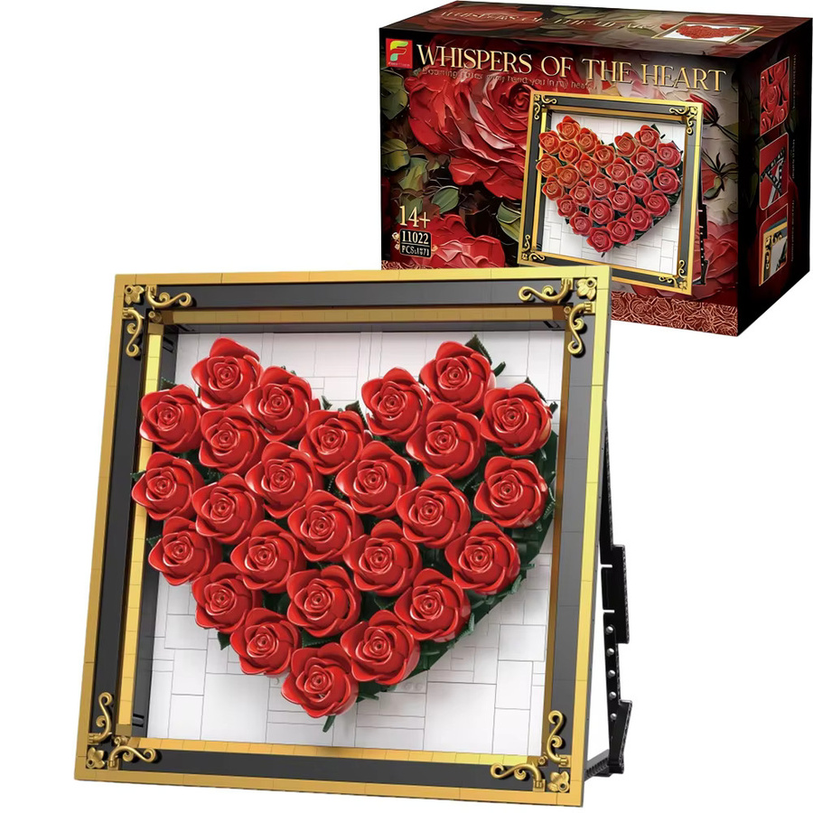 AMAZINGBLOKS Herzförmiger Rosen-Baustein-Bilderrahmen, 1871 Teile, ab 14 Jahren - Bild 5