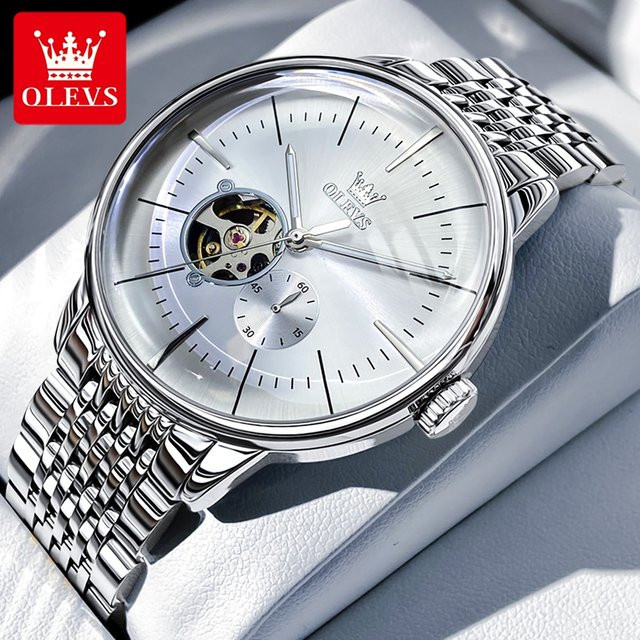 OLEVS Armbanduhr Automatik, Edelstahl, Silber, Herren - Bild 1