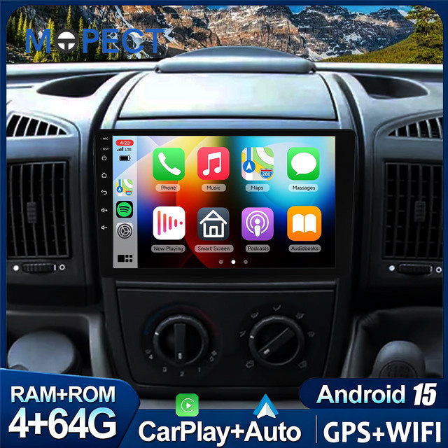 MOPECT Android 15 Autoradio mit kabellosem CarPlay und Android Auto für Fiat Ducato, Peugeot Boxer und Citroen Jumper (2006-2022), Schwarz - Bild 1