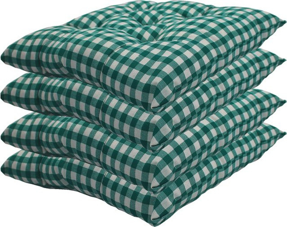 NYVI Stuhlkissen Genua 4er Pack Sitzkissen mit Steppung Karo-Grün B/B: 38 x 38 cm