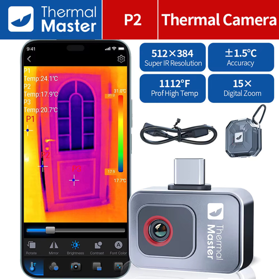 Thermal Master P2/P2Pro Infrarot-Wärmebildkamera für dein Smartphone in Schwarz mit 512 x 384 Auflösung und Wärmeerkennung bis 1112 ℉ - Bild 1