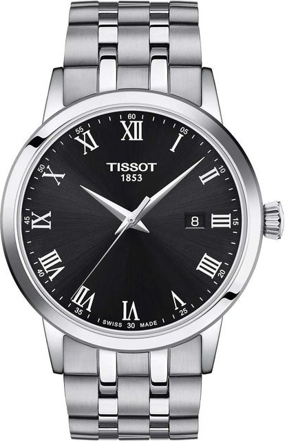 Tissot Herrenuhr, Quarz, Edelstahl, schwarzes Zifferblatt, 42 mm, 5 ATM - Bild 1