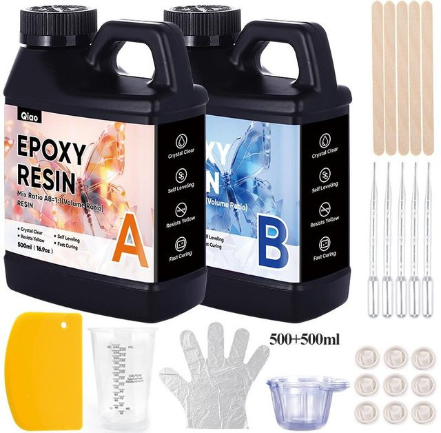 QIAO Epoxidharz Transparent – Anti-Vergilbendes 1:1 Mischverhältnis für Harzkunst, Schmuck und Gießprojekte - Bild 1