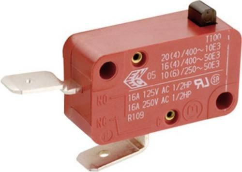 Marquardt Mikroschalter 1005.1207, Farbe: Rot, 250 V/AC 20A, 1 x Aus/(Ein) tastend - Bild 1
