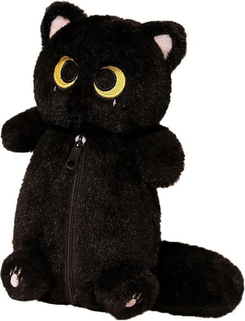 Süßes Siamkatze Plüsch-Federmäppchen in Schwarz mit großer Kapazität, Breite: 30 cm - Bild 1